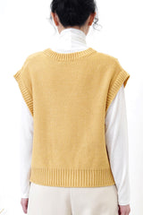 Mustard v neck in twist pattern