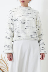 White high neck sweater in elastic hem