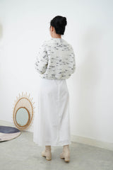 White high neck sweater in elastic hem