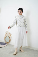 White high neck sweater in elastic hem