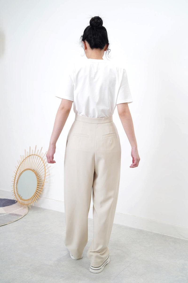 Ivory double pleats trousers