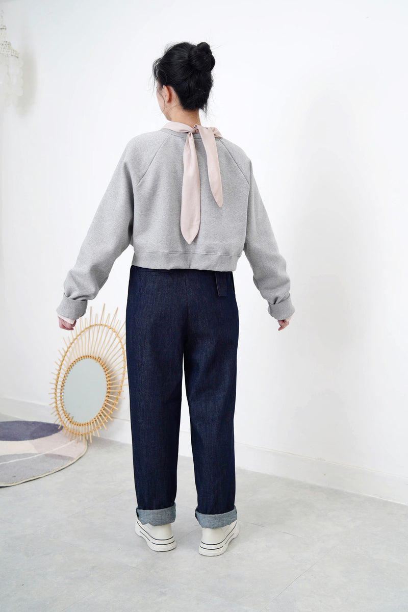 Dusty pink blouse in detail tie neck stand collar