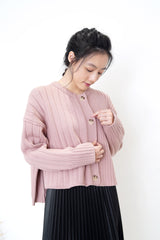 Dusty purple cardigan in stepped hem