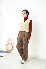 Ivory v neck pattern vest