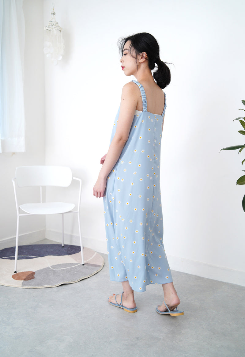 Baby blue daisy dress in elastic cami