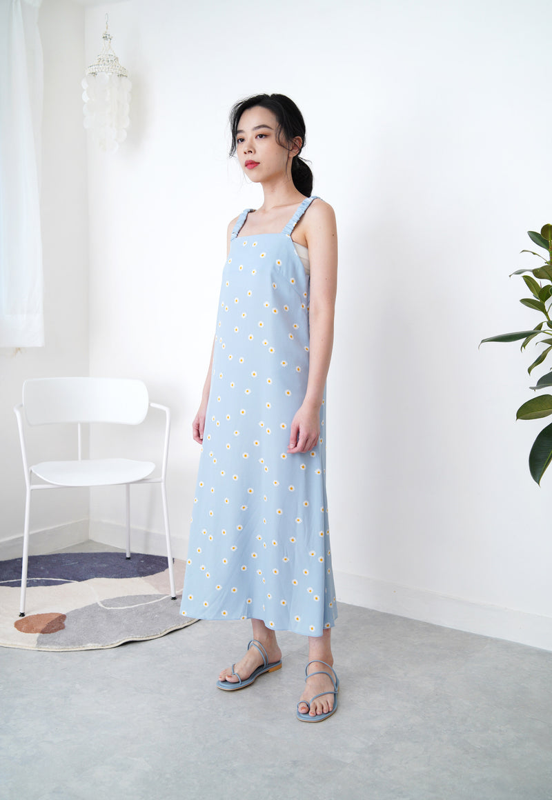 Baby blue daisy dress in elastic cami