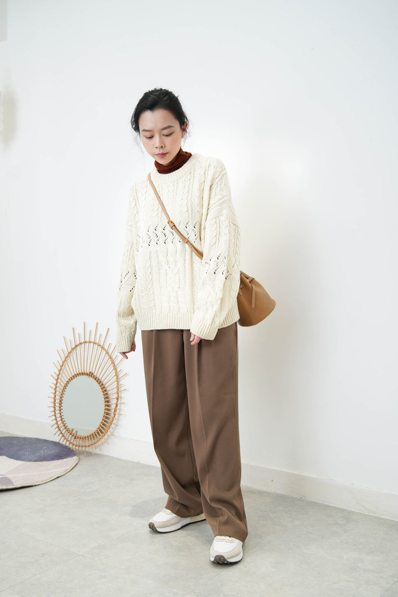 Beige leather mini buckle bag