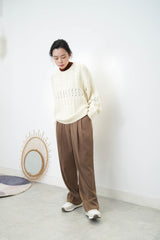 Ivory overlarge sweater in detail pattern
