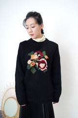 Black floral pattern sweater
