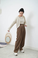 Brown straight cut trousers w/ side buckle