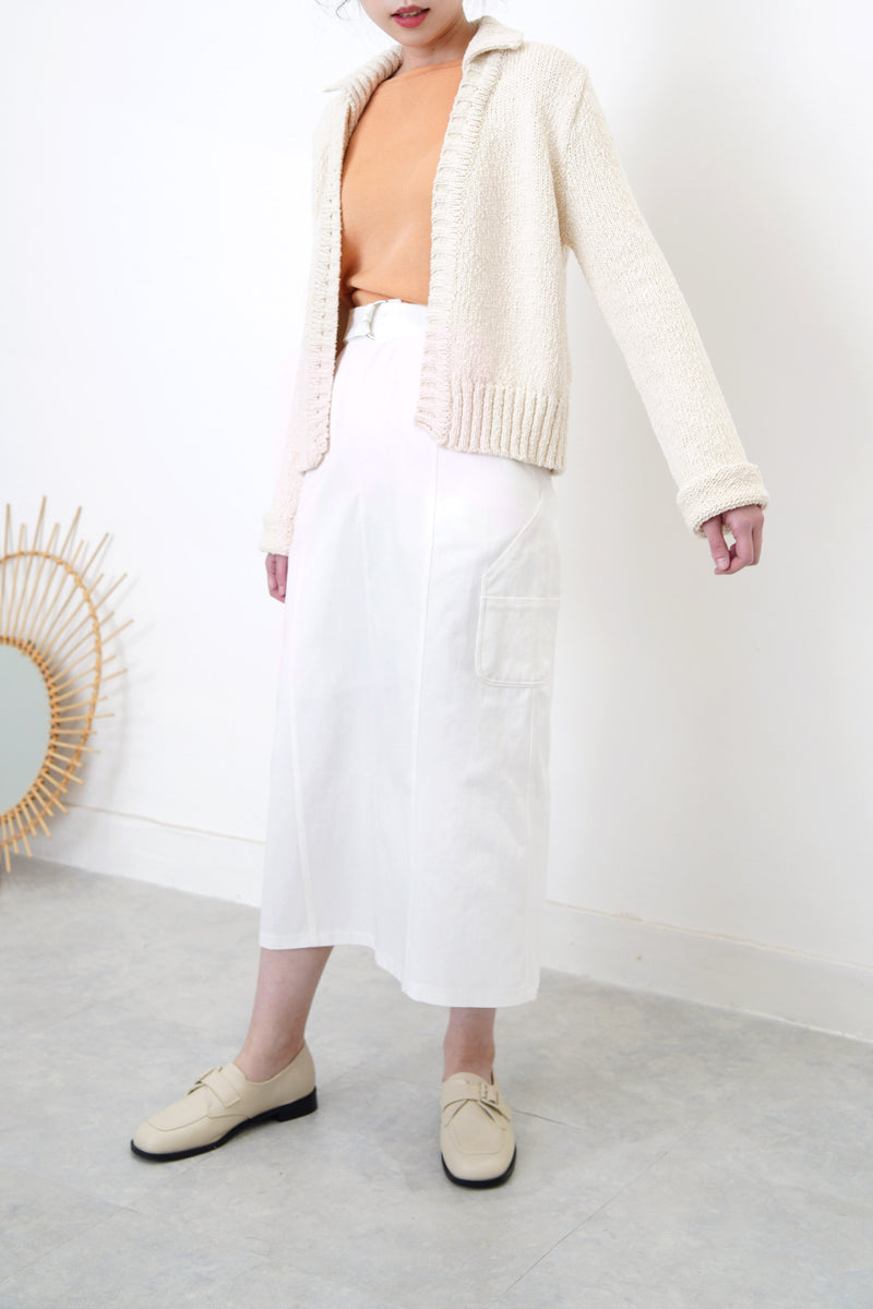 Peach knit boat neckline top