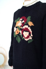 Black floral pattern sweater