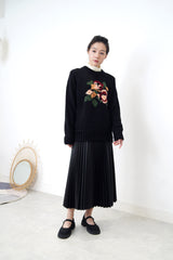 Black floral pattern sweater
