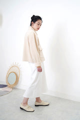Cream fluffy pockets jacket