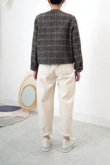 Wool checked blazer in brown