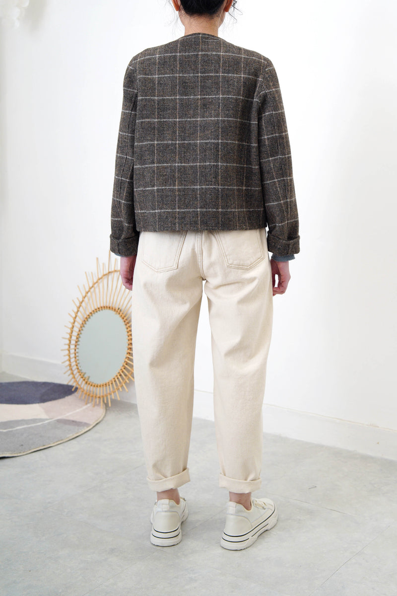 Wool checked blazer in brown