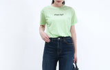 Spring green tee w/ letter embroidery