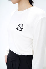 White cotton top w/puppy embroidery