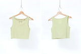 Light mint tank top in cut out collar