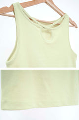 Light mint tank top in cut out collar