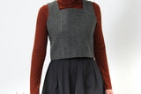 2 ways square neck wool vest in detail buttons