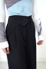 Black straight cut trousers in detail waist