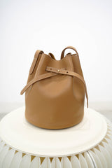 Beige leather mini buckle bag