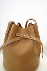 Beige leather mini buckle bag
