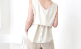 Nude cami vest in string detail back