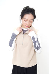 Beige knit vest in zip collar