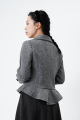 Grey blazer in peplum hem