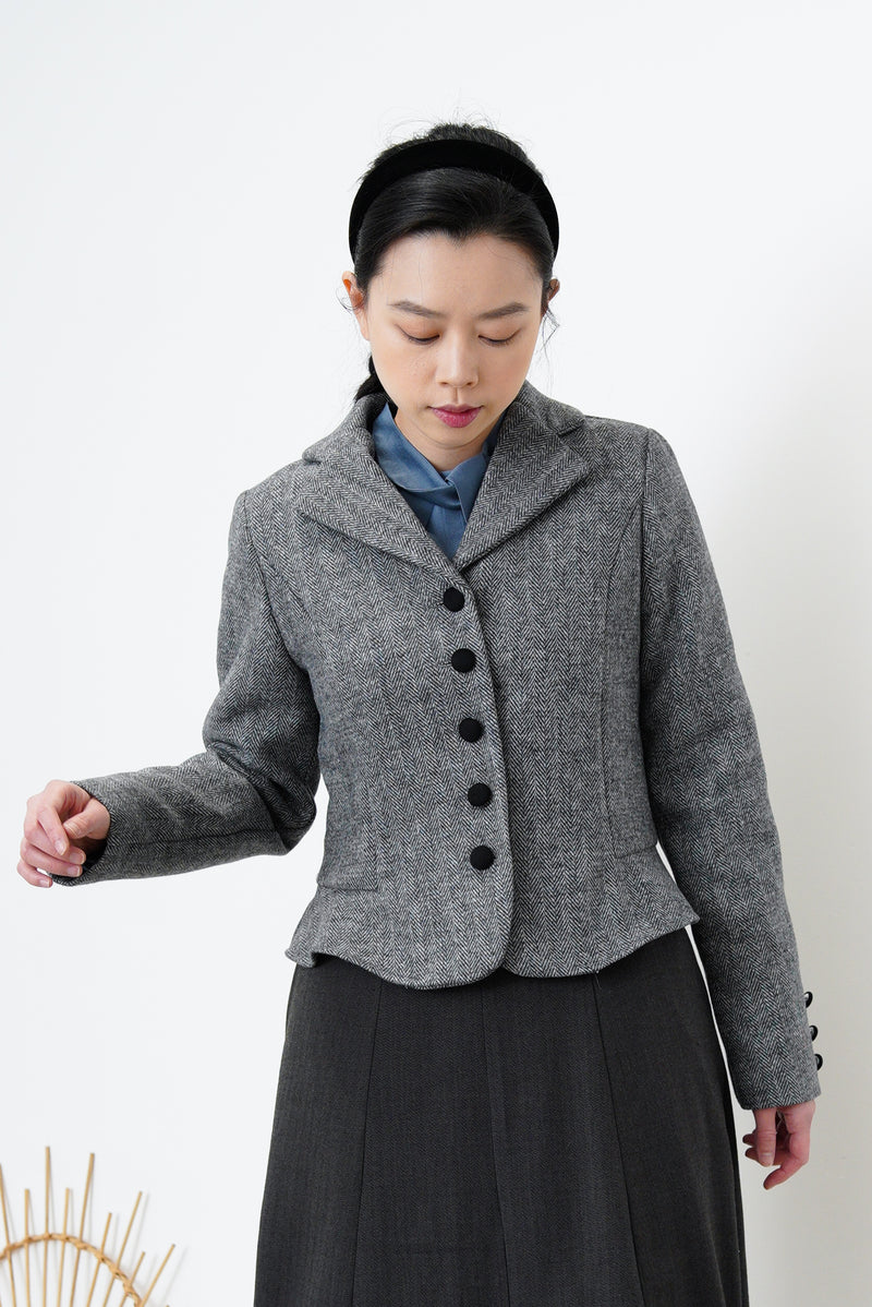 Grey blue satin shirt w/ neck straps