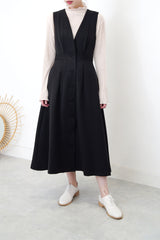 Black button up v neck one piece