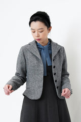 Grey U neck one piece in elegant cutting
