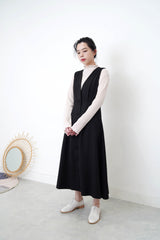 Black button up v neck one piece