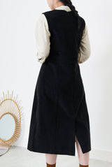 Black corduroy sleeveless dress