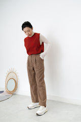 Brown wool checked trousers
