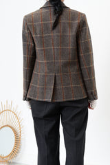 Grey England checked wool blazer