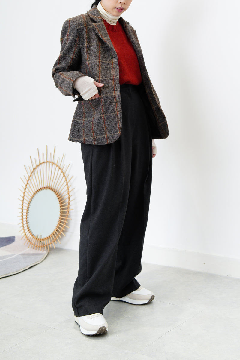 Grey England checked wool blazer