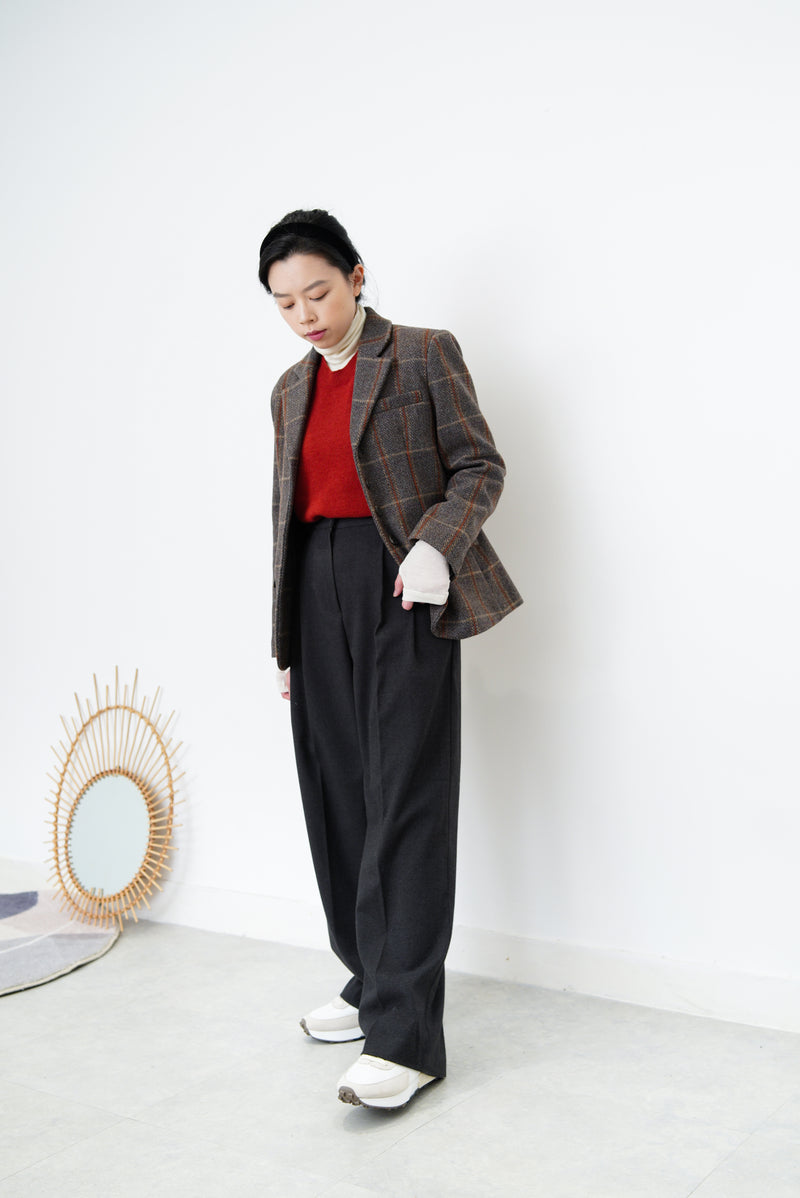 Grey England checked wool blazer