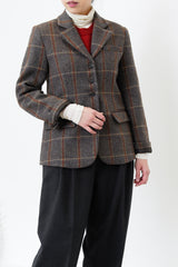 Grey England checked wool blazer