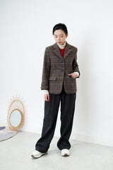 Grey England checked wool blazer