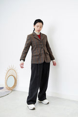 Grey England checked wool blazer