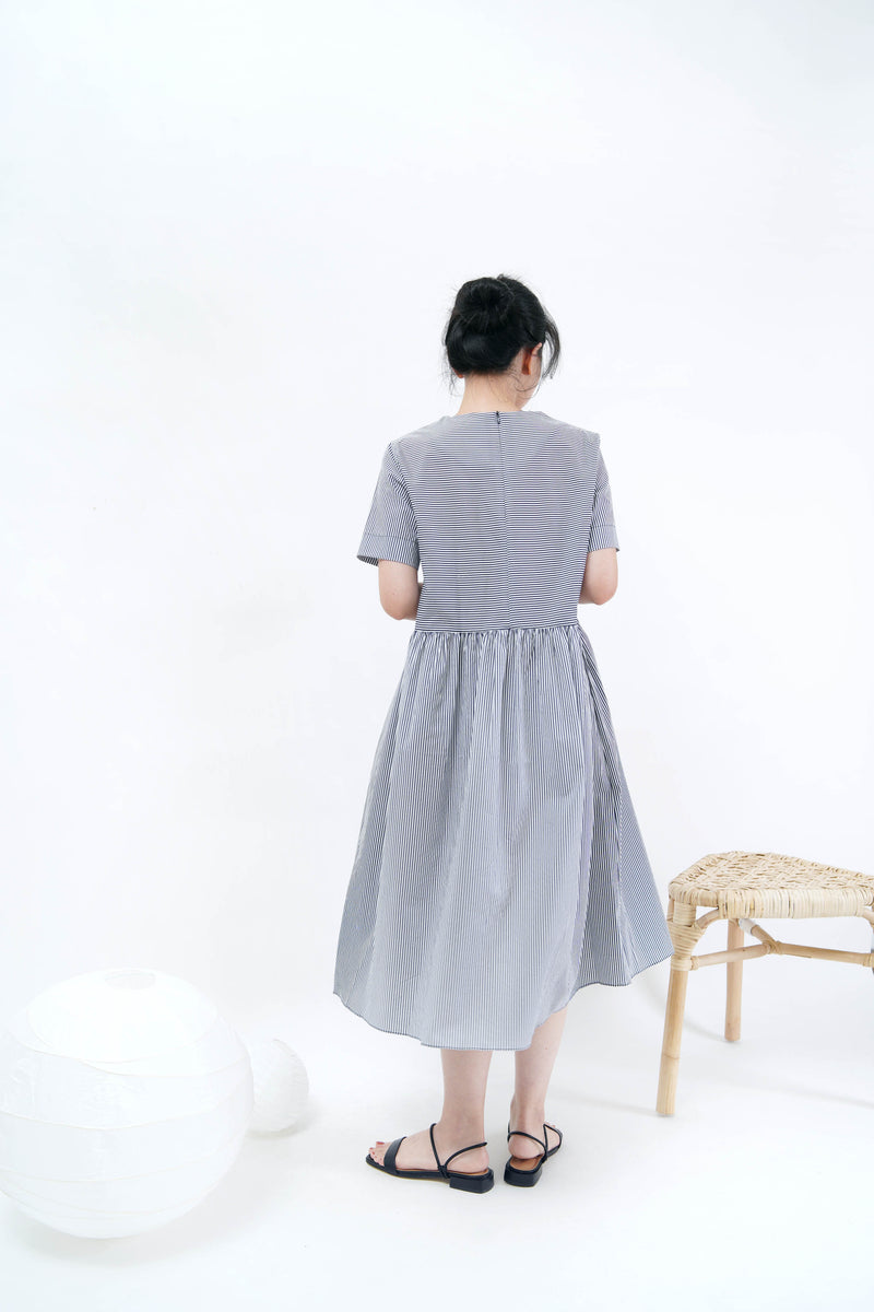 Navy stripe mock dress
