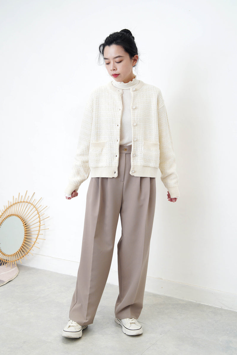 Ivory minimal tweet cardigan