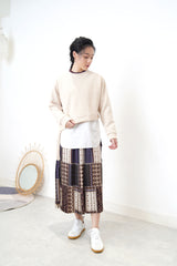 Cream crop pullover in shirt layering