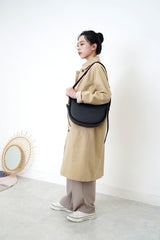 Beige trench coat w/ tie waist detail