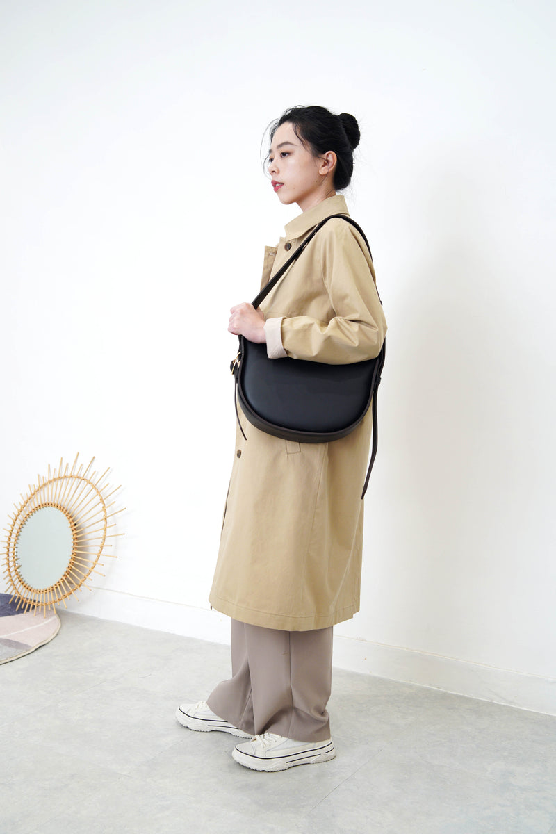 Beige trench coat w/ tie waist detail