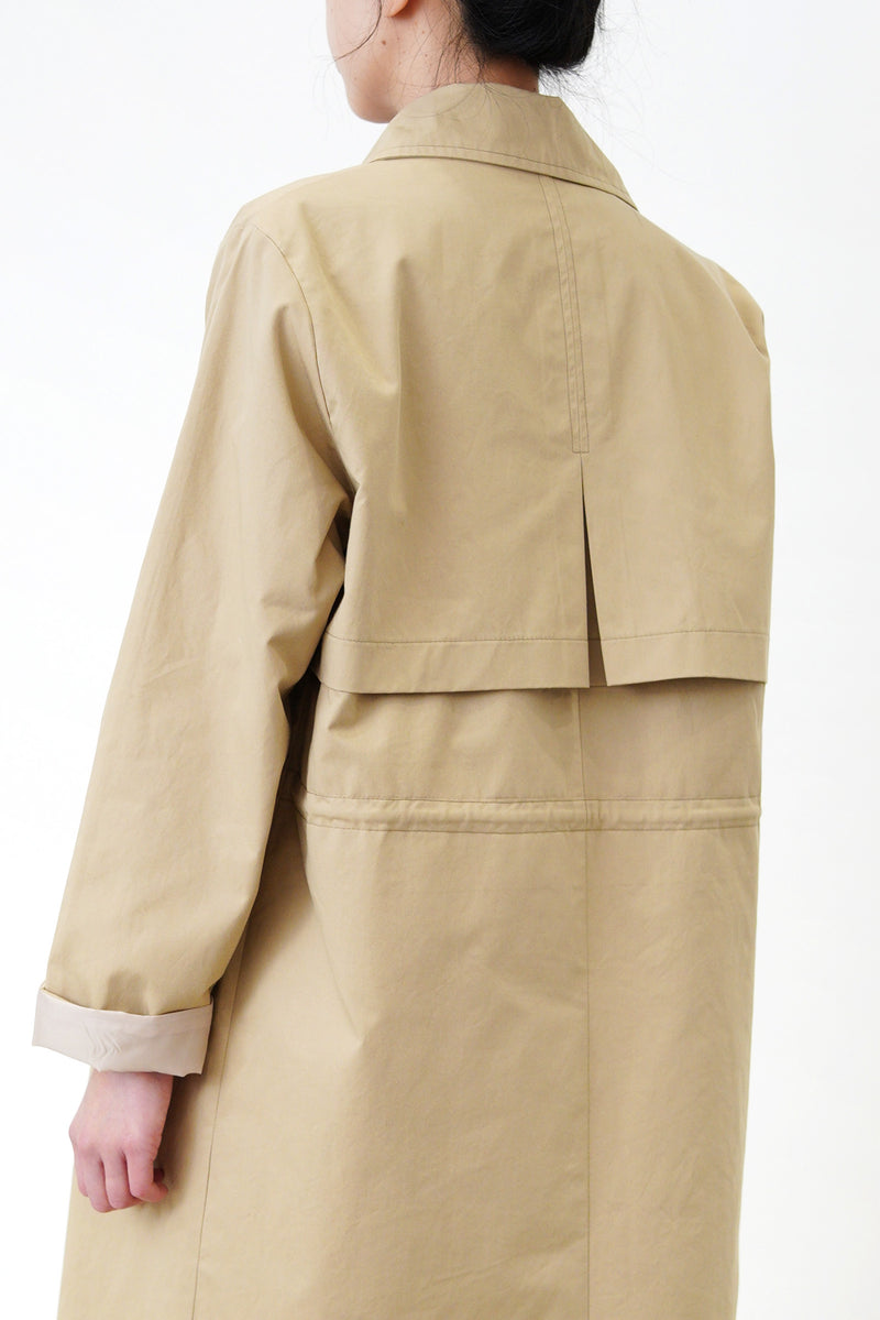 Beige trench coat w/ tie waist detail
