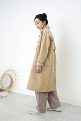 Beige trench coat w/ tie waist detail